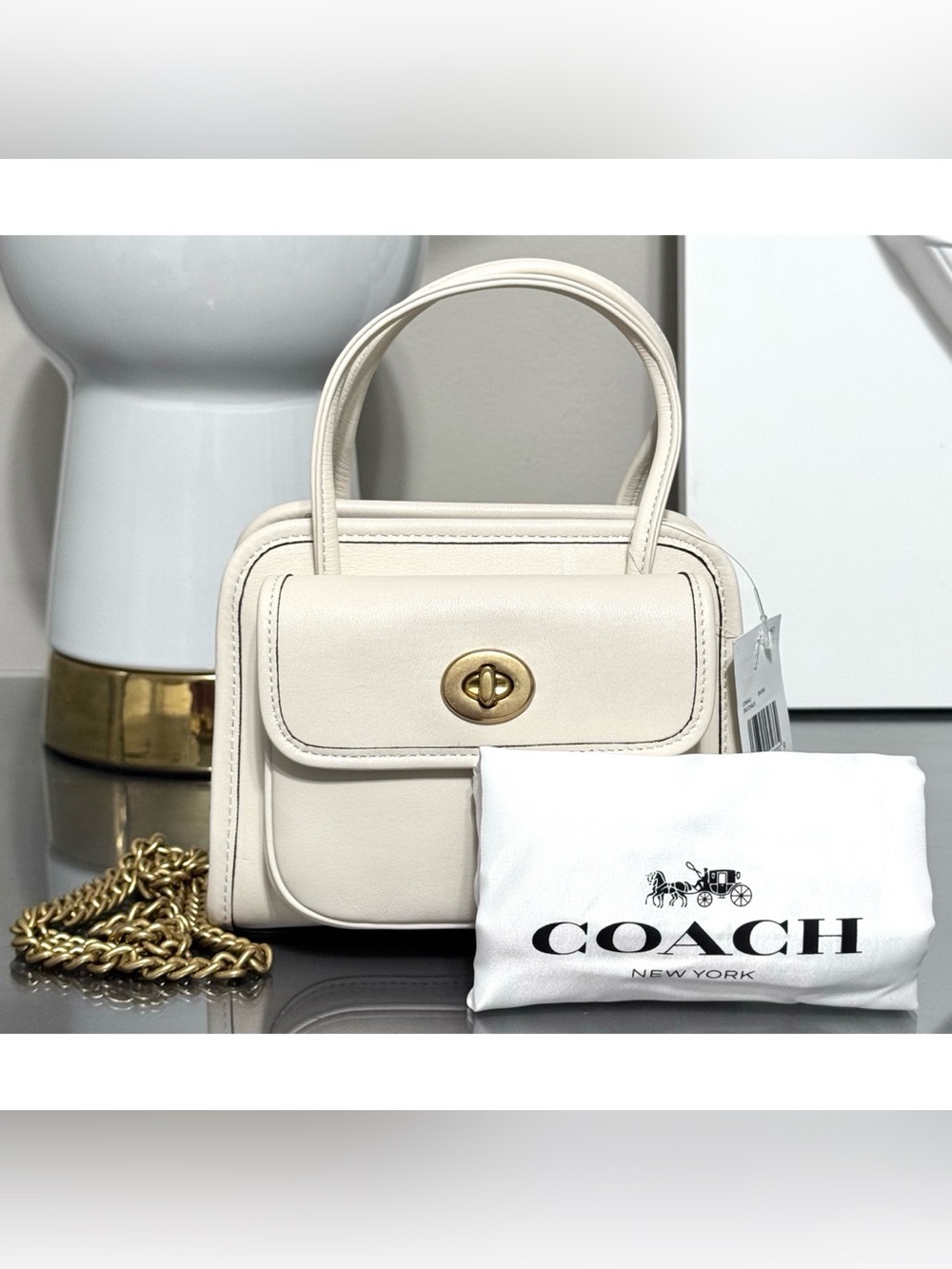 COACH Safari Tote Crossbody Bag, CHALK - Picture 2 of 11
